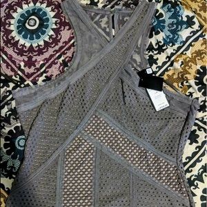 BCBGMAXAZRIA Spanish Moss Katlin Mesh Blouse M
